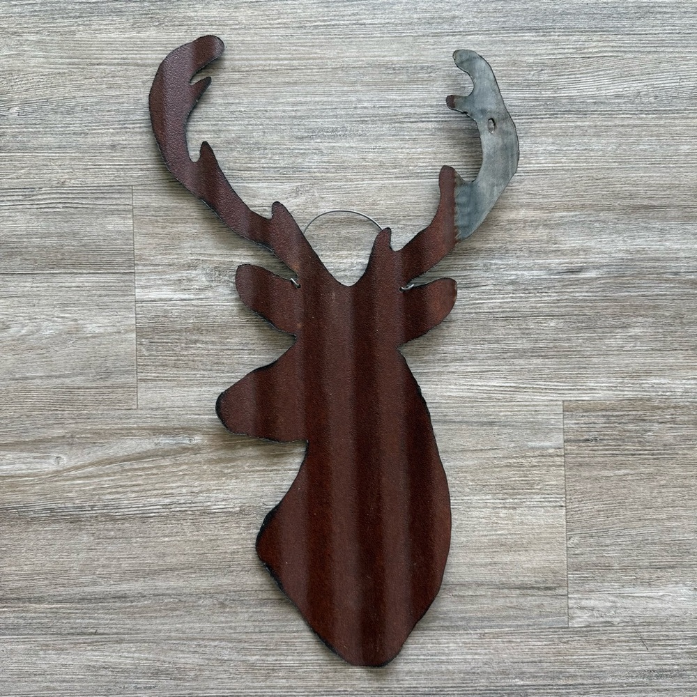 Metal Deer Buck Antler Wall Decor Rustic Cabin Lodge Farmhouse Wall Art